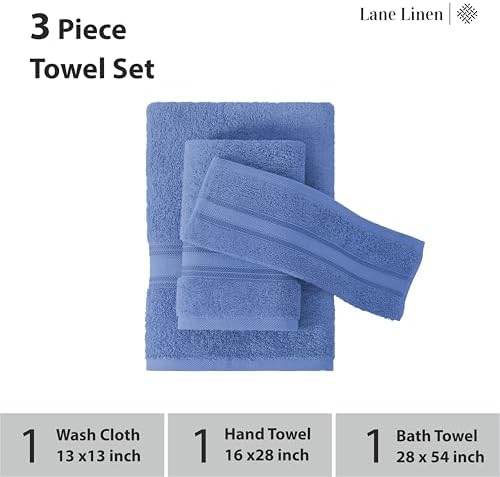 LANE LINEN Towel Set Soft Absorbent Quick Dry 100% Cotton 3 Piece - Allure