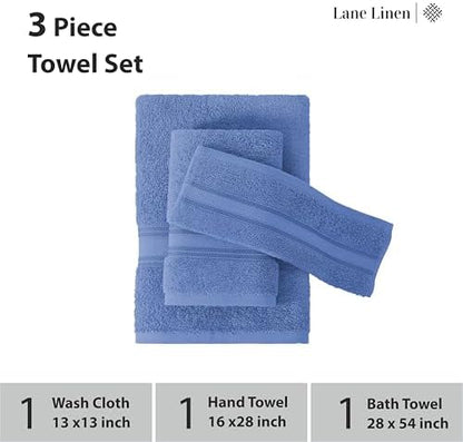 LANE LINEN Towel Set Soft Absorbent Quick Dry 100% Cotton 3 Piece - Allure