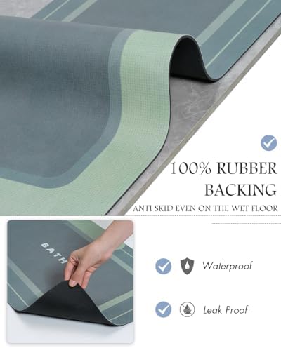 MontVoo-Bath Mat-Bath Rug Non Slip Super Absorbent Stain Resistant Quick Dry Thin Bathroom Rug-Bath Mats for Bathroom Floor Bathtub Vanity-Bathmat Bath Rug Easy Care 17"x27" Green