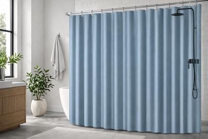 EHZNZIE Stone Blue Shower Curtain Liner 72x72, PEVA Waterproof Bath Curtain, No Chemical Smell, 3 Weighted Magnets, Durable with Rustproof Metal Grommets