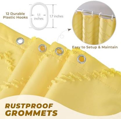 Yellow Boho Fabric Shower Curtain 72 x 72 Inches