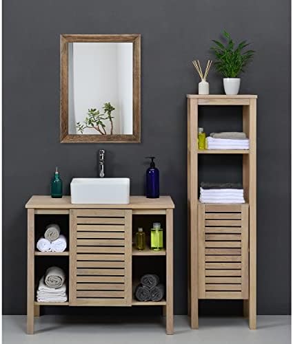 AAZZKANG Rustic Wood Mirror Rectangle Decorative Wall Mirrors with Frame