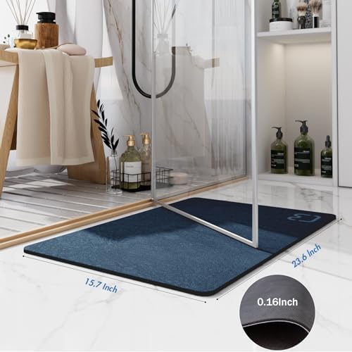 Diatomaceous Earth Bath Mat Stone Bath Mats for Bathroom,15.7"x23.6",Navy