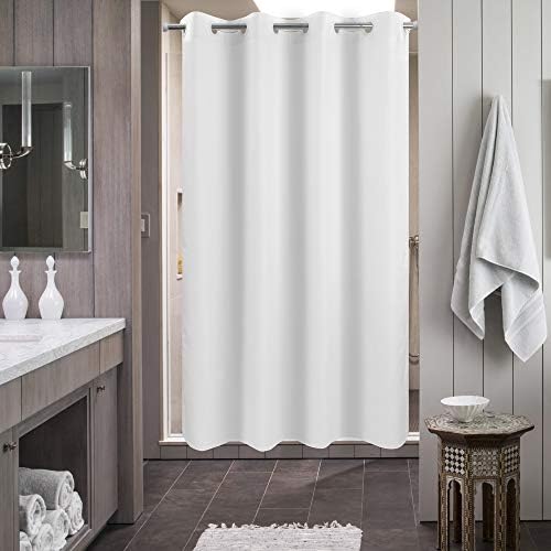River Dream No Hook Stall Shower Curtain or Liner Microfiber White, 54x74