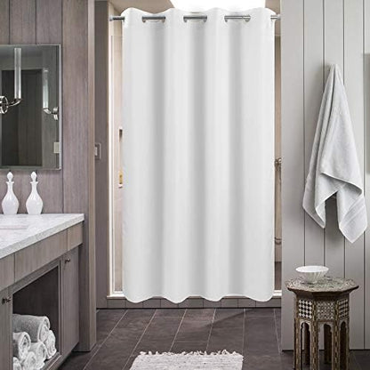 River Dream No Hook Stall Shower Curtain or Liner Microfiber White, 54x74