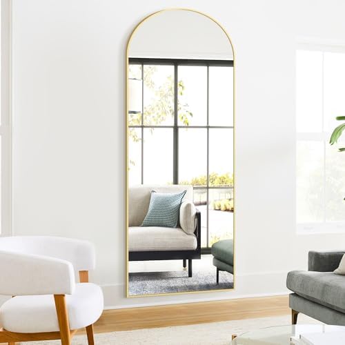 Arched Full Length Mirror, 70"x24" Standing Body Mirror for Wall, Gold