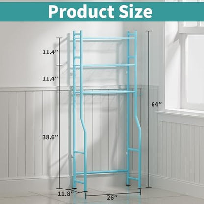 3-Tier Over Toilet Storage, Anti-Tip, 64" H, Blue