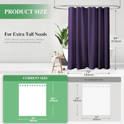 Dynamene Extra Long Waffle Shower Curtain 256 GSM Fabric 72"x84" Purple