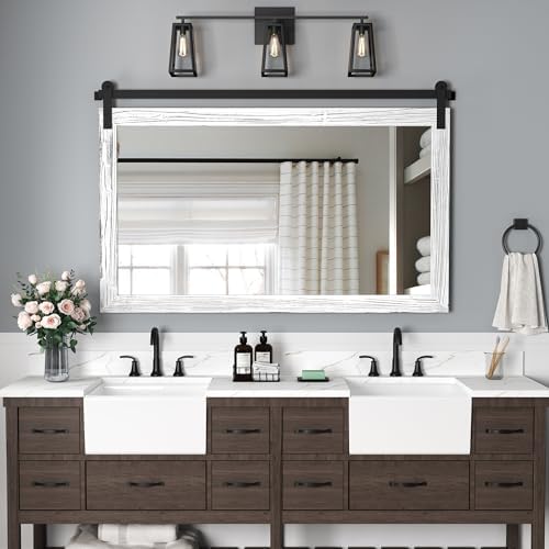 COGOOD Farmhouse Bathroom Mirrors for Over Sink - 30 x 49 White