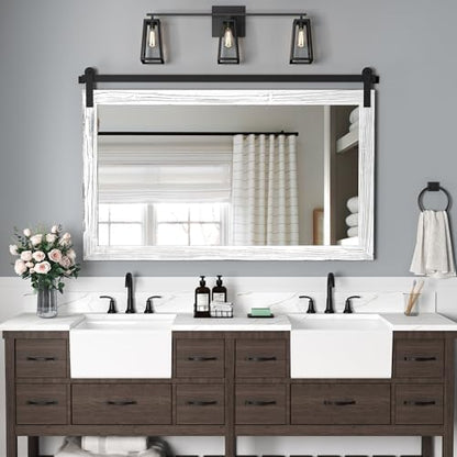 COGOOD Farmhouse Bathroom Mirrors for Over Sink - 30 x 49 White