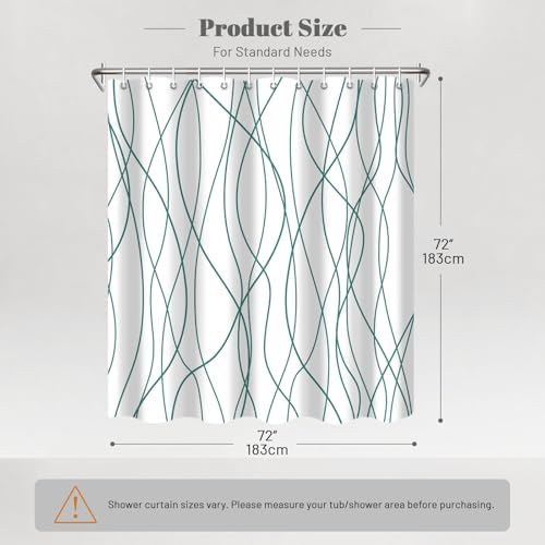 Striped Shower Curtain for Bathroom, Seaweed Green, 72" W x 72" L