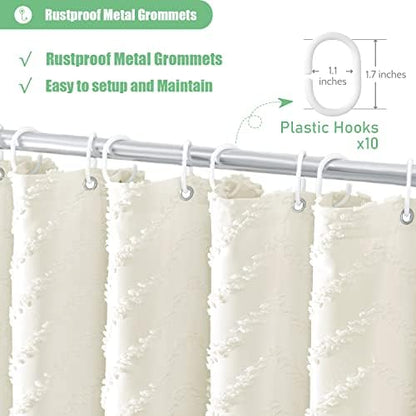 Dynamene Stall Boho Farmhouse Shower Curtain Tufted Chevron 60"x84" Cream