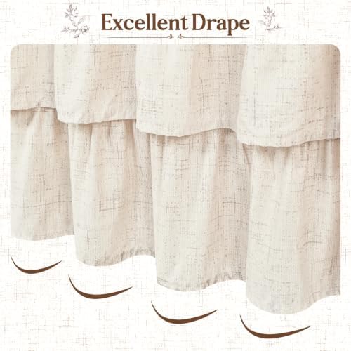 Yinhua Long Farmhouse Shower Curtains for Bathroom with Ruffle, 72" Wx78 L