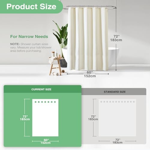 Dynamene Stall Waffle Shower Curtain 256 GSM Heavy Fabric 60x72 Cream/Ivory