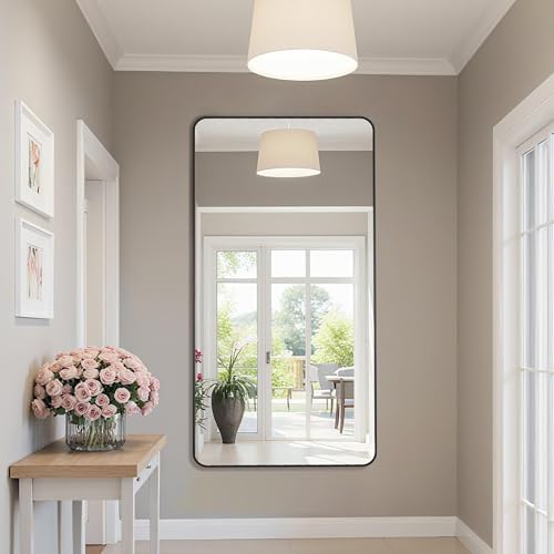 Bathroom Mirror 55" x 30", Large Rectangle Wall Mirror, Black