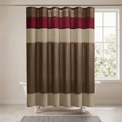 Madison Park Amherst 72 x 72 Bathroom Shower Curtain, Faux Silk, Red