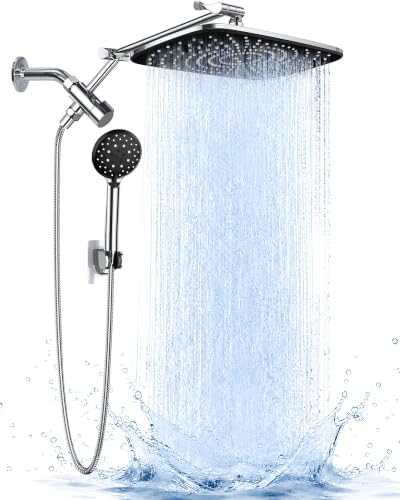 Veken 11.8" High Pressure Shower Head with Handheld, Metal Core Fittings