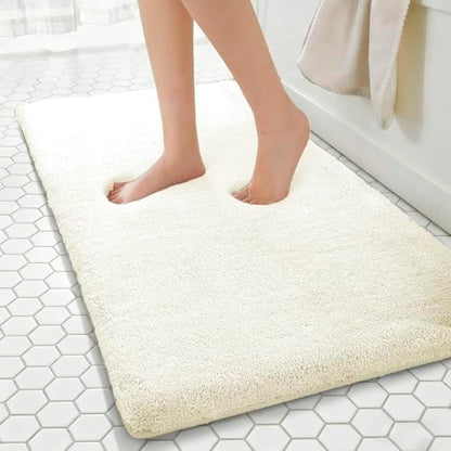 MINIDEAR Bathroom Rugs 44x24 Cream - Thick Memory Foam Bath Mat, Ultra Soft & Plush Fluffy, Non-Slip, Quick Dry, Absorbent Washable Floor Microfiber Mat for Tub, Home Decor Accessories