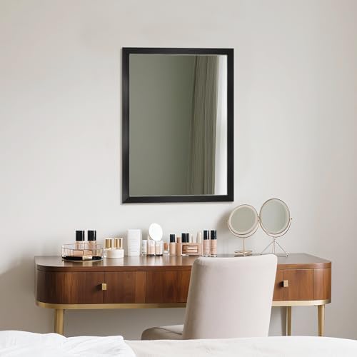 Rectangular Wall Mirror 28x20 Inch Bathroom Mirror for Over Sink, Black