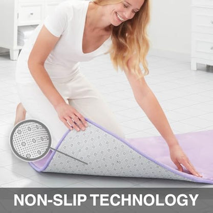 Memory Foam Bath Mat Non Slip Absorbent Super Cozy Velvet Bathroom Rug Carpet (72 inches X 24 inches, Lavender)