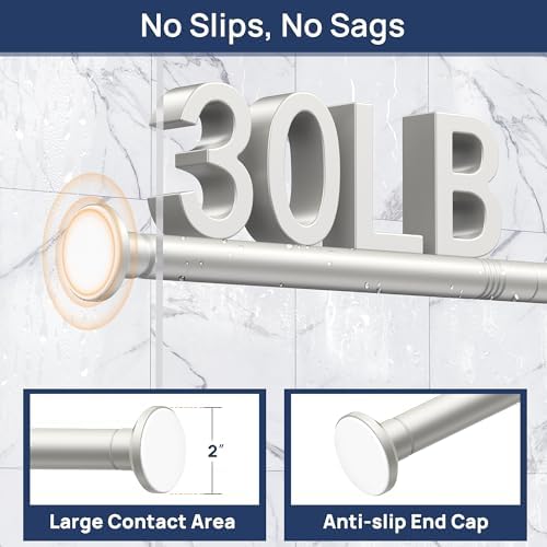 ENJOYBASICS 1" Nickel Shower Curtain Rod, 30-88" Adjustable, Secure Tension