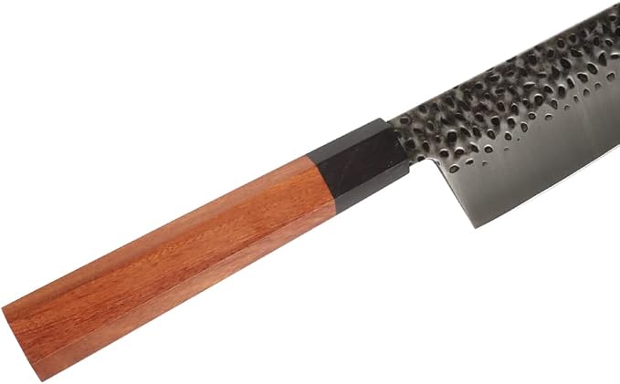 MASALONG 8 inch Hammered Chef Knife Set Kni240 8Cr18Mov Extremely Sharp Cooking Knife (7 inch Santoku knife)