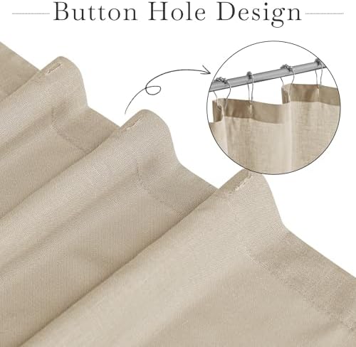 KGORGE Linen Blend Semi-Sheer Shower Curtains Lightweight for Bathroom