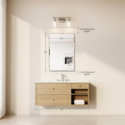 Bathroom Mirrors for Wall Beveled, 24"x36" Frameless Bathroom Vanity Mirror, Wall Mount Mirror for Bedroom Entryway Living Room Hangs Horizontally or Vertically