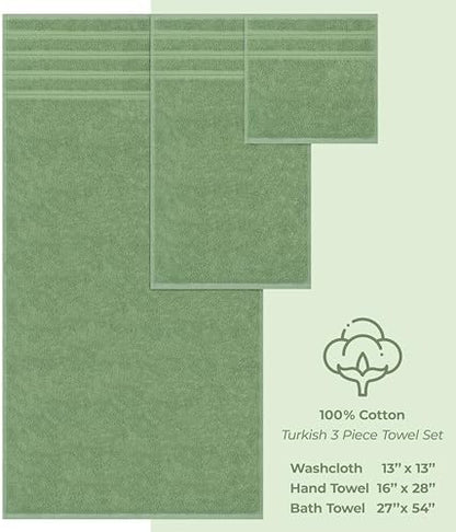American Soft Linen 100% Cotton Luxury Turkish Towels, 3 Piece Towel Set