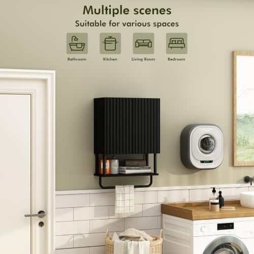RUSTOWN Fluted Bathroom Wall Cabinet with 2 Doors, 3-Tier Medicine Cabinet