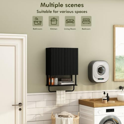 RUSTOWN Fluted Bathroom Wall Cabinet with 2 Doors, 3-Tier Medicine Cabinet