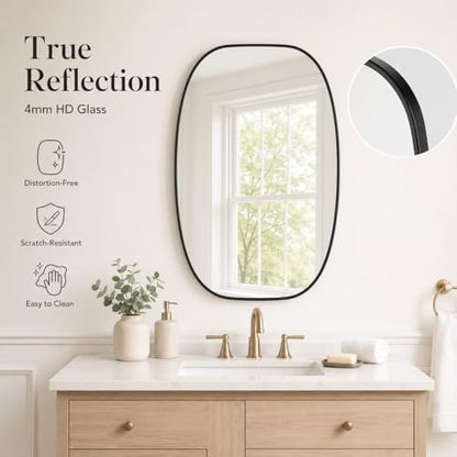 USHOWER Black Oval Bathroom Mirrors 24x36 Inch