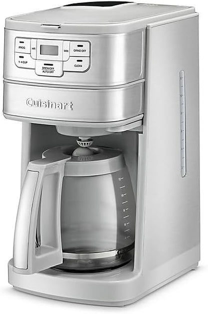 Cuisinart Automatic Grind & Brew 12-Cup Coffee Maker with Blade Grinder, Programmable Coffee Machine Glass Carafe with 1-4 Cup Setting, Brew Pause, Grind-Off Option, DGB-400, Stainless Steel
