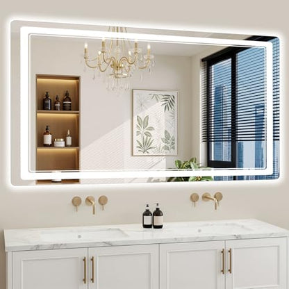 30"x60" LED Bathroom Mirror with Lights, Backlit + Front Lit, Anti-Fog, Lighted Bathroom Mirror for Wall, HD Shatterproof Tempered Glass, Dimmable, Memory Function (Horizontal/Vertical)