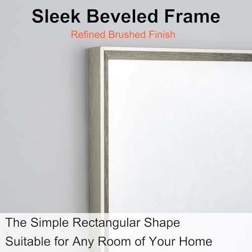 Bathroom Mirror for Wall, 30x20 Inch Framed Vanity Mirror Brushed Nickel