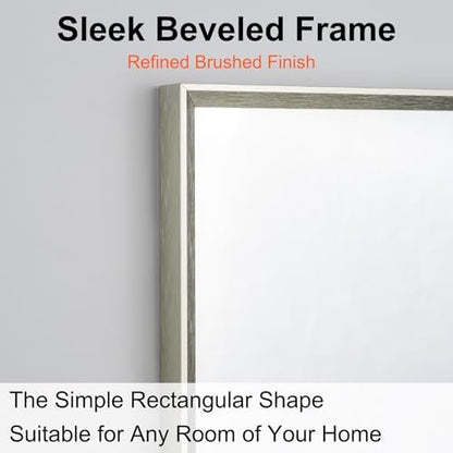 Bathroom Mirror for Wall, 30x20 Inch Framed Vanity Mirror Brushed Nickel