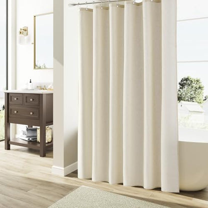 Naturoom Linen Shower Curtain 72 Inch Long for Bathroom Warm Beige