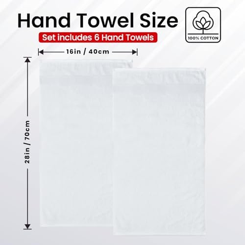 Infinitee Xclusives 100% Cotton Hand Towels for Bathroom - Set of 6