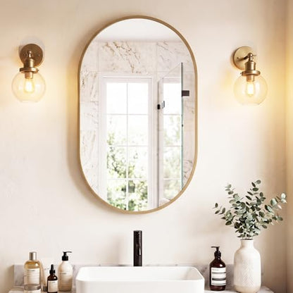 Sweetcrispy Oval Bathroom Wall Mirror, Vanity Mirror, 24x36 Inch