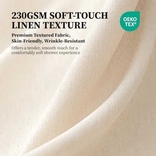 BTTN Extra Long Linen Textured Fabric Shower Curtain, 72x96, Beige/Cream