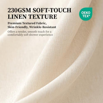 BTTN Extra Long Linen Textured Fabric Shower Curtain, 72x96, Beige/Cream