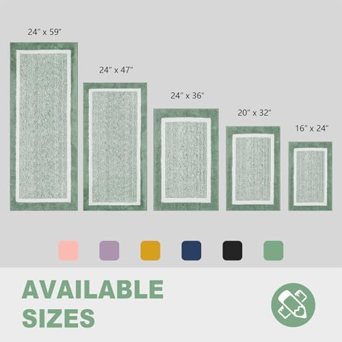 CozeCube Sage Green Bath Mat 47"x24" Non Slip Washable Rug