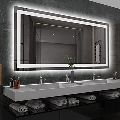 Amorho LED Bathroom Mirror, 60"X36" with Front Light and Backlit