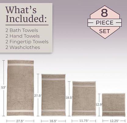 Lavish Home Bathroom Towels Set, Bathroom Essentials, Taupe, Set of 8