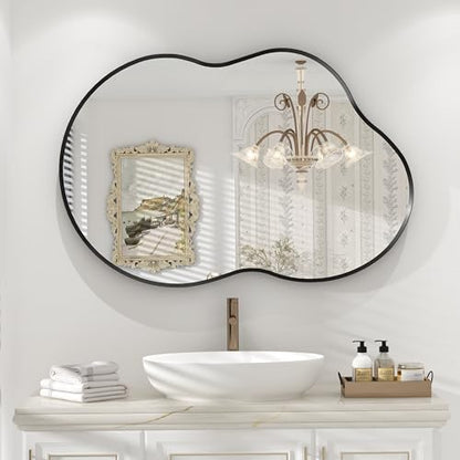 24x36 Inch Black Irregular Matte Bathroom Mirror