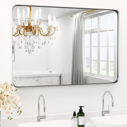 30" x 36"Brushed Nickel Bathroom Mirrors for Over Sink,Aluminum Frame