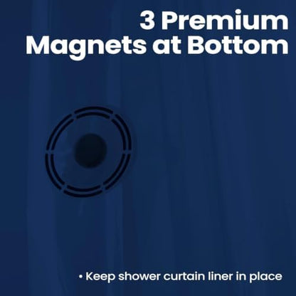 downluxe Shower Curtain Liner, PEVA Plastic Shower Liner with 3 Magnets, 72" x 72" Waterproof Bathroom Curtain, Navy, 1 Pack