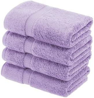 SUPERIOR Egyptian Cotton Plush & Absorbent, Hand Towel Set of 4, Purple