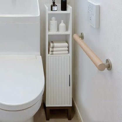 FerniTry Small Bathroom Storage Cabinet, Narrow Corner Floor Cabinet with Door and Shelves for Toilet Paper, Bathroom Organizer with Adjustable Shelf, for Small Spaces (White)