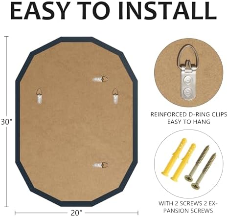 20x30 Inch Bathroom Mirrors for Over Sink, Round Frameless Mirrors for Wall